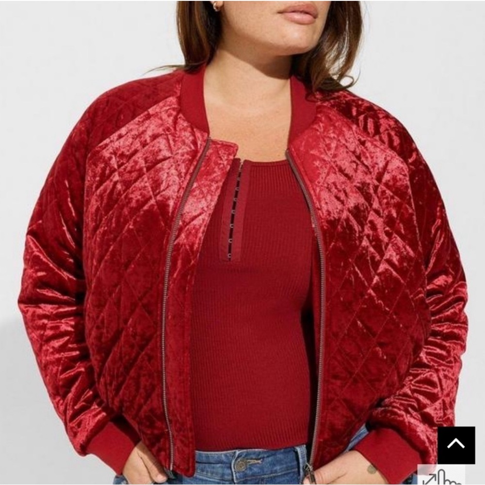 Torrid Red velvet bomber jacket size 1